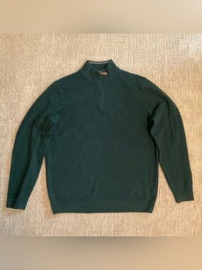 Lachlan Sweater Dark Green Quarter‑Zip Lambswool Blend L Old Money Grandpacore